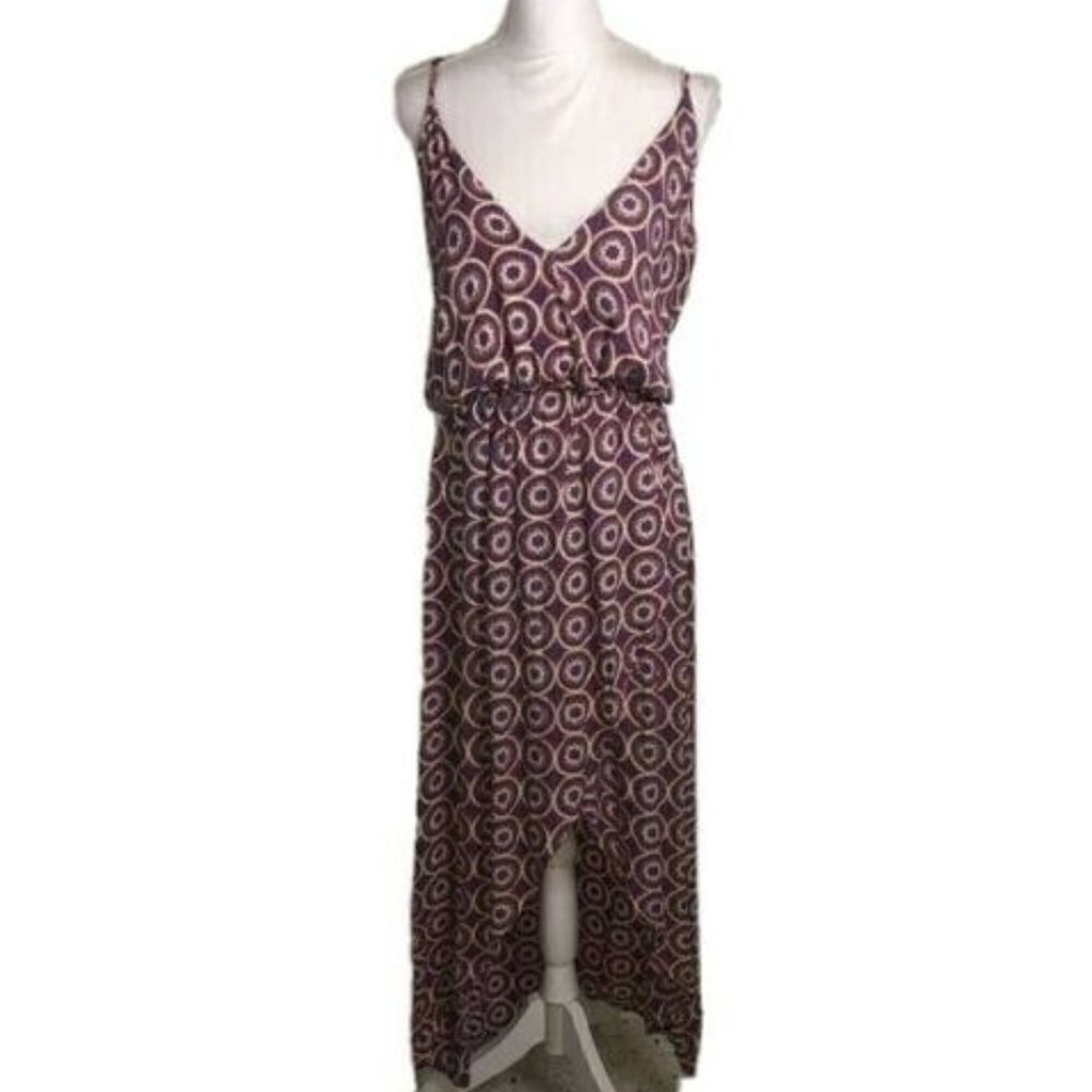 Tiare Hawaii Dress One Size OSFM Womens High Low Pink Gray Elastic Waist Straps